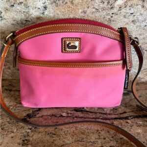 Dooney & Bourke Pink & Brown Leather Crossbody.